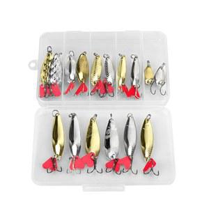 DONQL 스푼 낚시 미끼, 16pcs 금속 숟가락 미끼 하드 소금물 스피너 물고기 트레블 후크 태클 연어 배스