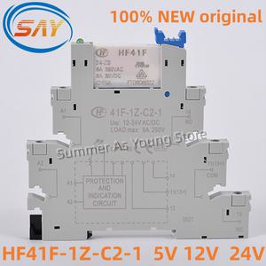 슬림 SSR 릴레이 마운트 나사 소켓 LED 웨이퍼 41F-1Z-C2-1 HF41F 24-ZS 12-ZS 5V 12V 24V 230V 6A 1CO 10