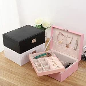 주얼리 2단 가죽 귀걸이 악세사리 보관함 보석함-W98D864