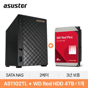 ASUSTOR 아수스토어 DRIVESTOR 2 Lite AS1102TL 4TB (WD NAS용 Red HDD 4TB X 1개) 대원씨티에스