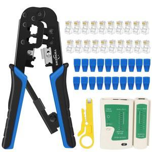 RJ45 크림핑 공구 키트 1 20PCS 커넥터 11 45 스트리퍼 CAT5E RJ 커버 6P 8P 케이블 포함 와이어 이더넷 세트 크림프 네트워크 테스터 CAT5 RJ 12