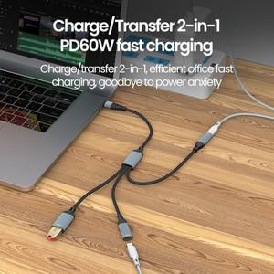 usb허브 OLAF Type C 허브 PD 60W 고속 충전 멀티 포트 분배기 케이블 USBC + 여성 OTG 어댑터 데이터 커넥