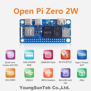 OPi Zero 2W(1G LPDDR4 RAM) H618,Cortex-a53 최대 1.5GHz,YoungSunTek OpenPi,WiFi5&BT5.0 지원 확장,이더