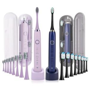 충전식 음파 전동 칫솔, 스마트 치과 치아 미백, 성인용 Sarmocare S100, 브러시 헤드 8 개