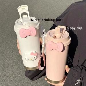 재고 있음 500ml 대용량 머그 휴대용 여행 머그 헬로키티 스테인리스 스틸 주전자 만화 보온 커피 컵