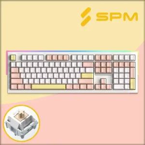 SPM 몽돌 키보드 PL108W 목새 풀배열 베이비핑크 저소음 목새축