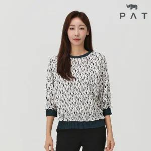 [PAT 여성] 플리츠 주름배색 블라우스_1J62502