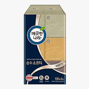 깨끗한나라 먼지적은 (100매X6입) 생활용품 사무용품 각 티슈 미용 S7W7F047E