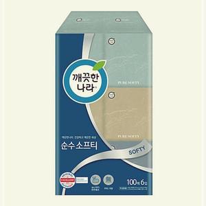 [1+1]2개구성 깨끗한나라 먼지적은 (100매X6입) 학교 교실 학원 관공서 생활용품 사무용품 각 티슈 미용