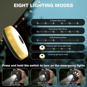충전식 휴대용 랜턴 캠핑 조명, 10m LED 스트링 조명, 야외 텐트 조명, 후크 XTE LED 손전등, 휴일 장식