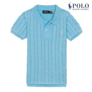[POLO RALPH LAUREN] 폴로 랄프로렌 여성 슬림핏 케이블 반팔 카라넥 니트 민트