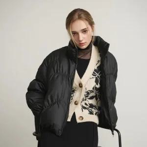 [최초가 149 000원]  FAUX 레더 셔링 덕다운 코트