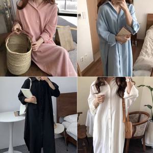 린넨 오버핏 롱 카라 셔츠 원피스 가디건 남방 카디건 티셔츠 블라우스 체형커버 편안한 예쁜 글로벌와이