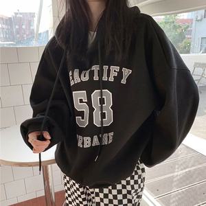 여성 오버핏 안감 기모 후드 티셔츠 URK074