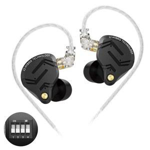 KZ ZS12 PRO X 유선 이어버드 IEM 헤드폰, 4레벨 튜닝 스위치, 풀 메탈 캐비티, 탈착식 2핀 케이블(블랙, 마이크 없음)을 갖춘 게이밍 5BA+1DD 하이브리드 드라이버 이어폰용 이어 모니터