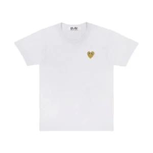 [정품아닐시3배보상] 플레이 꼼데가르송 골드 하트 티셔츠 화이트 Play Comme des Garcons Gold Heart T-Sh