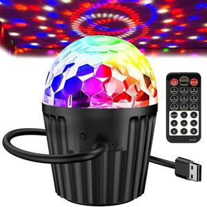 AS94-휴대용 미니 디스코 볼 라이트 파티, 원격 제어 및 USB 케이블이 있는 RGB DJ 스트로브 활성화된 무대