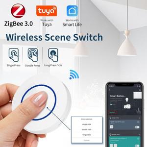 투야 스마트봇Zigbee Tuya 스마트  제어 푸시 버튼 다중 장면 연결 스위치는 게이트웨이 허브와  작동 Alex