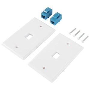 AT87 2팩 포트 이더넷 월 플레이트 RJ45 CAT6 암 암 잭 인라인 커플러 페이스 플레이트 포트