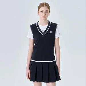 [휠라](강남점)[FILA] 면혼방 피케 브이넥 베스트 원피스 (FS2OPG2361F_INA)