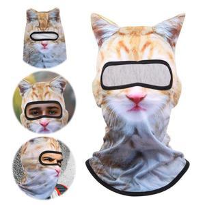 3D 고양이 Balaclava 귀여운 동물 프린트 오토바이 헤드 커버 음악 축제 레이브를위한 통기성 다기능