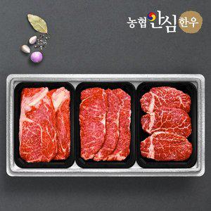 [농협안심한우][9/22(월)이후 순차출고][냉장][농협안심한우] 1등급 감사로스세트 (등심+채끝+안심)/팩...