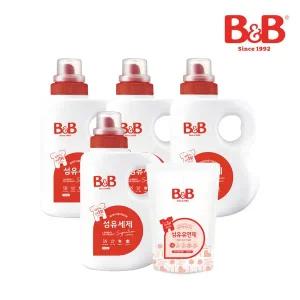 [비앤비]유아 시그니처 세탁 섬유세제 1500ml 용기형 4입 (+유연제 800ml 증정)