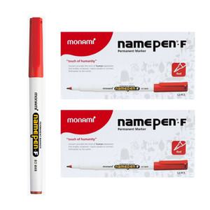 모나미 중간글씨용 네임펜, 적색, FINE, 12입, 2개