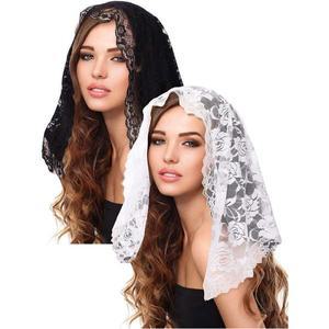 미사포 미사보주머니 가톨릭성물 화이트 블랙 레이스 가톨릭 베일 Mantilla 교회 머리 덮음 스카프 꽃 질량