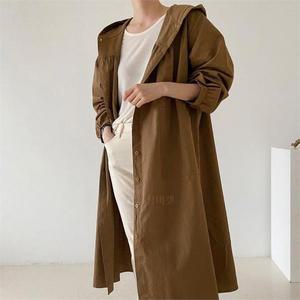 여자 가을 간절기 트렌치 후드 롱 자켓 원피스
