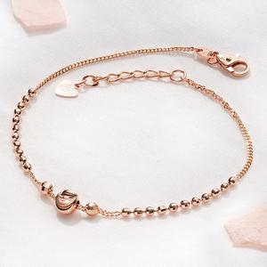 14K 18K 레이어드 컷팅 한줄 팔찌 20cm 트윙클 볼 여성 패션 핑크골드 데일리 금팔찌