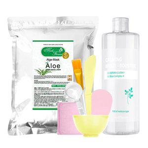 [메디플라워]대용량 모델링팩 스타터팩 알로에 1kg+팩도구 6종+카밍 멀티 부스터 500ml