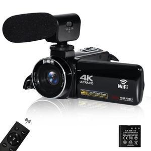 유튜브용 4K 캠코더 울트라 HD 56MP 비디오 블로그 18X 디지털 IR 나이트 비전 WiFi 캠코더(마이크 포함)