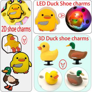 PVC 3D LED 신발 참, 재미있는 동물 신발 장식 액세서리, 청둥오리 클로그 핀, 어린이 선물, 1 개, 6