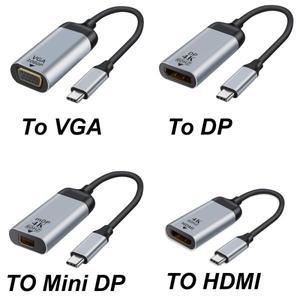 USB 3.1 C 타입 수 to 4K  60Hz HDMI 호환 DP 미니 DP 1080P DB15P 15 핀 VGA 암 어댑터 컨버터 케이블 PC