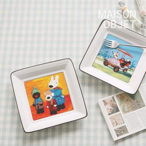 가스파드와 리사 도자기 사각 앞접시 2P