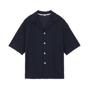써네이 엠보스 패턴 볼링 셔츠 네이비 그린 CRTWMSHR010 COT038