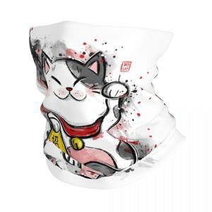 Kawaii Maneki Neko 겨울 머리띠 목 따뜻한 남녀공용 스키 캠핑 튜브 스카프 행운의 고양이 얼굴 반다나 각