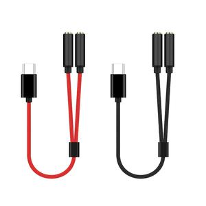 C-듀얼 3.5mm 잭 이어폰 USB C-3.5mm Aux 이중 헤드폰 어댑터 편조 와이어