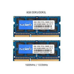 Tecmiyo 노트북 SODIMM RAM 8GB PC3-12800S PC3-10600S DDR3 DDR3L 1333MHz 1600MHz 204핀 인텔 AMD 2RX8
