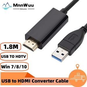 MnnWuu 1080P HD 휴대용 USB 2.0 HDMI 호환 오디오 비디오 어댑터 컨버터 변환기 케이블 1.8M to HDTV 윈도