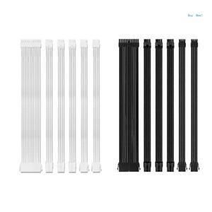 PC 파워 서플라이 슬리브 케이블 연장 키트 30CM 24핀 PCIE GPU 8핀 CPU 44핀 빗 세트