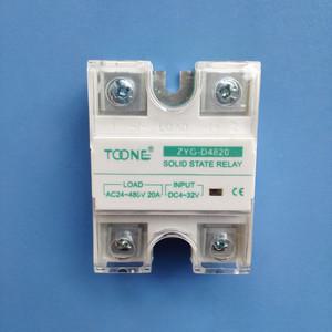 Zhuo a 릴레이 ZYG-D4820 단상 AC DC-AC 솔리드 스테이트 SSR DC 제어 20A AC24-480V DC4-32V