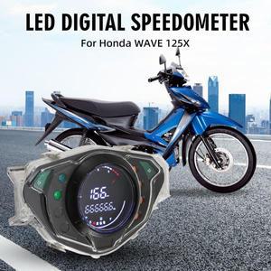 LED 디지털 모터 속도 계량기 RPM 연료 레벨 게이지 주행 거리 계기 혼다 호환 웨이브 125X 방수 타코미터