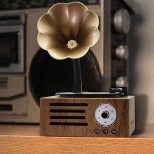 레트로 축음기 모양 블루투스 스피커 휴대용 박스 무선 사운드 시스템 TF 라디오 음악 MP3 서브우퍼