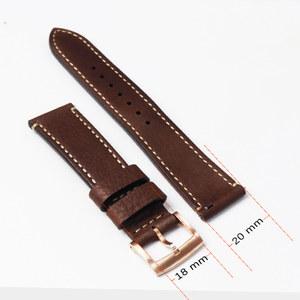크로노스 기계식 남성용 시계 부품 가죽 스트랩, 플랫 엔드 20 mm 스틸 브론즈 버클 퀵릴리즈