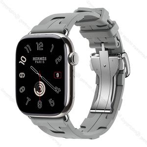 2025 Apple Watch Hermes 10 GPS + Cellular 46mm 실버 티타늄 케이스 그리고 그리 Kilim 싱글 투어