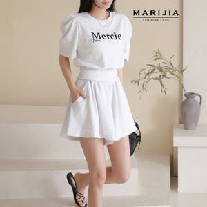 [마리지아][세트][MARIJIA] 메르시 퍼프 크롭 + 치마 바지 세트_MSTA52011