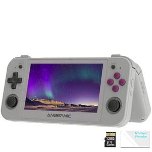 RG505 휴대용 게임 콘솔 센서 3172 95인치 OLED ANDROID 탑재 자이로스코프 12 128G 및 터치 TIGER 사전 4 내장 스크린 UNISOC T618