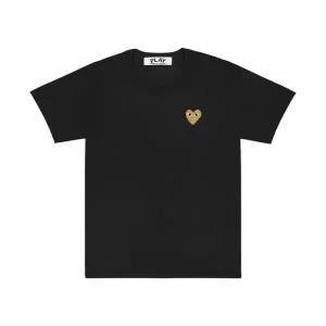[정품아닐시3배보상] W 플레이 꼼데가르송 골드 하트 티셔츠 블랙 W Play Comme des Garcons Gold Heart T-